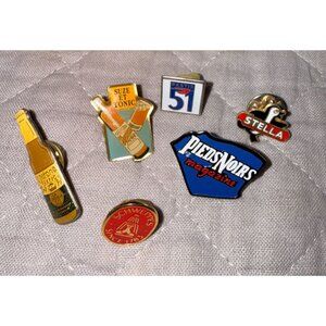 Vintage Liquor & Beer Magazine Lapel Pin Lot Stella Corona Schweppes Suze Pastis